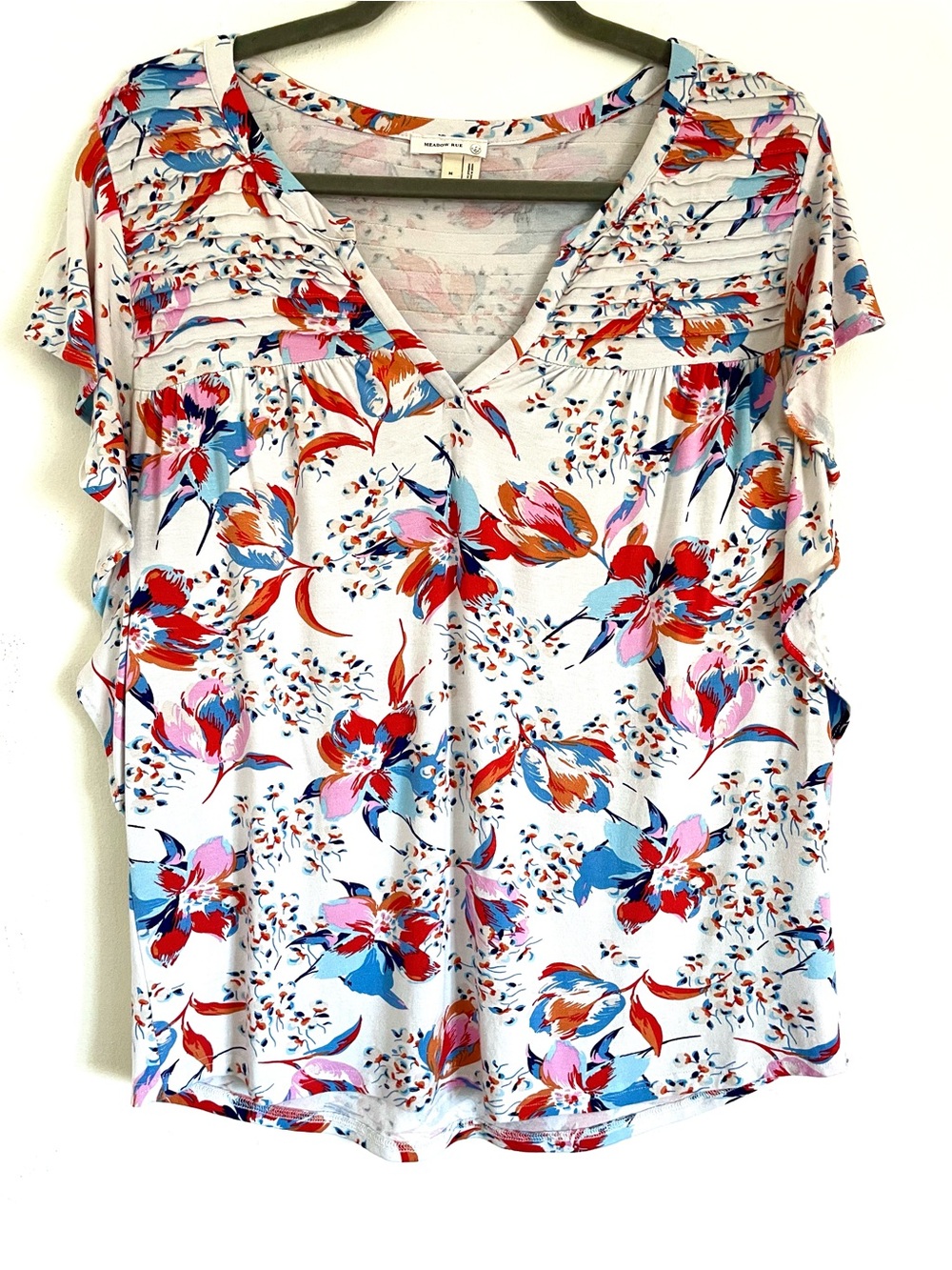 Anthropologie Meadow Rue Ridged Yoke Tee Size M Boho Floral Summer - Picture 4 of 11